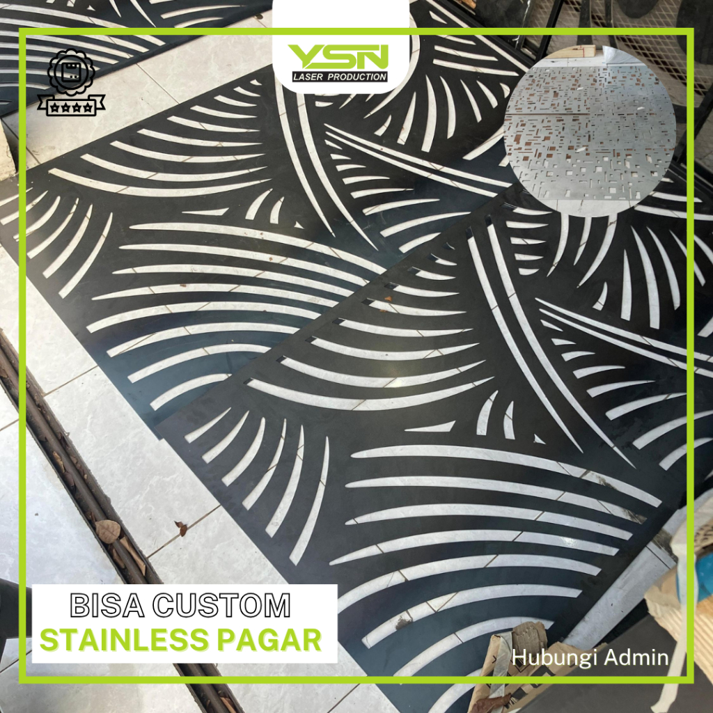 PLAT STAINLESS PAGAR CUTTING  LASER MOTIF | BISA CUSTOM