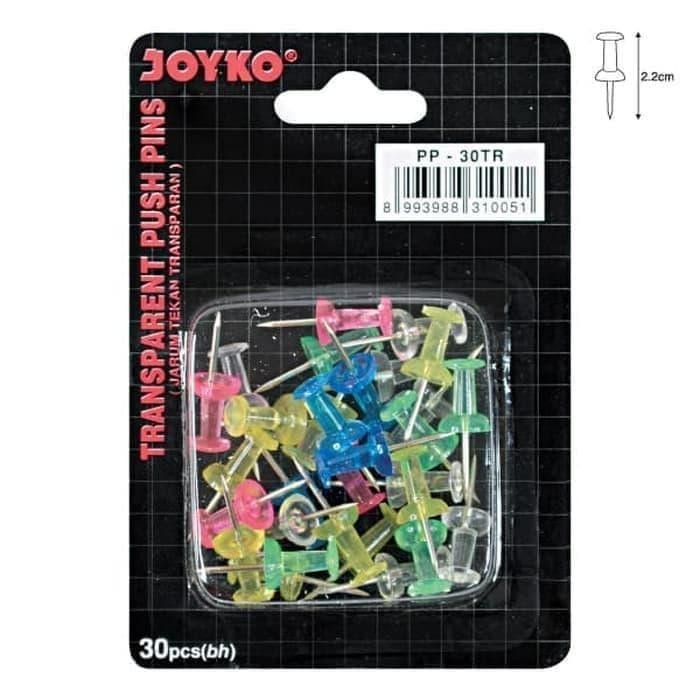 

JOYKO PP-30TR Transparent Push Pin Jarum 1Renceng Kecil isi 30