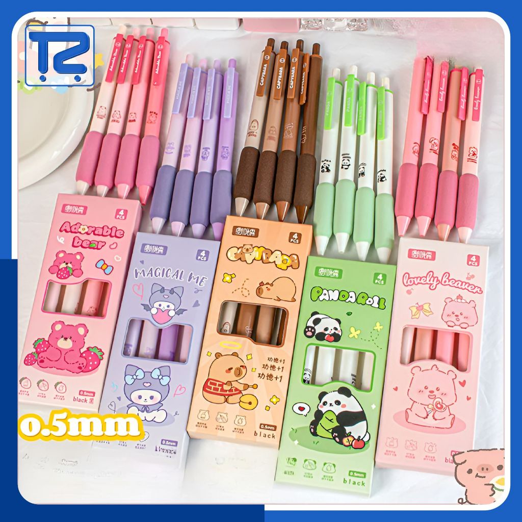 

Pulpen Mekanik Aesthetic Set Pena Box Isi 4 Gel Pen Karakter Lucu Alat Tulis Stationery ATK3002