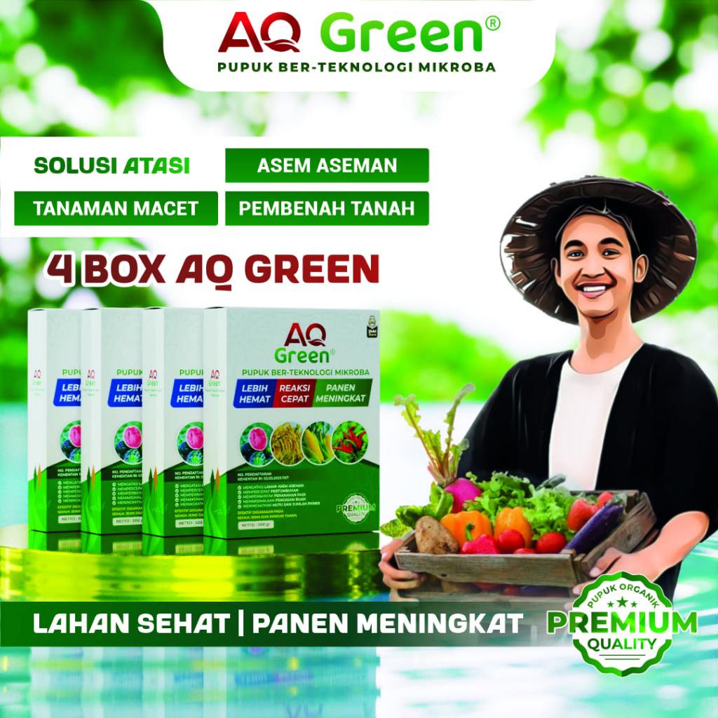 AQ GREEN Untuk 1 Hektar Pupuk Padi Mempercepat Pertumbuhan dan Memperlebat Anakan Padi - 2KG (4 Box)