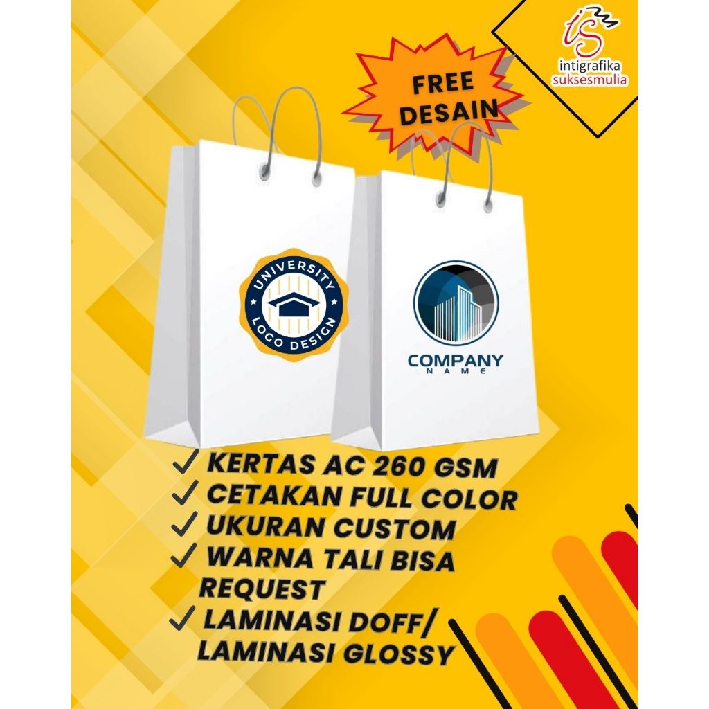 

Paper bag custom full print / goodie bag custom