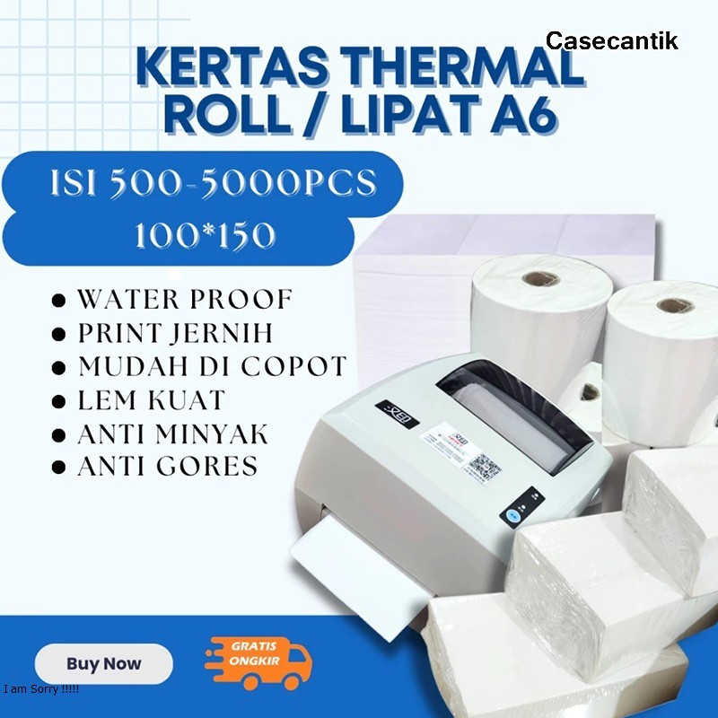 

Kertas resi Label Sticker Direct Thermal A6 10x15cm 100x150mm Barcode Stiker Termal JNT JNE CC