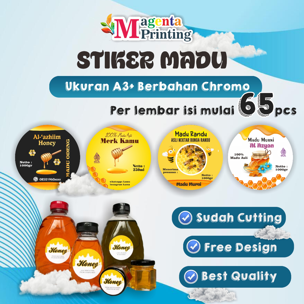 

STIKER MADU ASLI 100% ORIGINAL / LABEL STIKER MADU BOTOL 250ml,500ml,100ml / LABEL MADU CUTTING