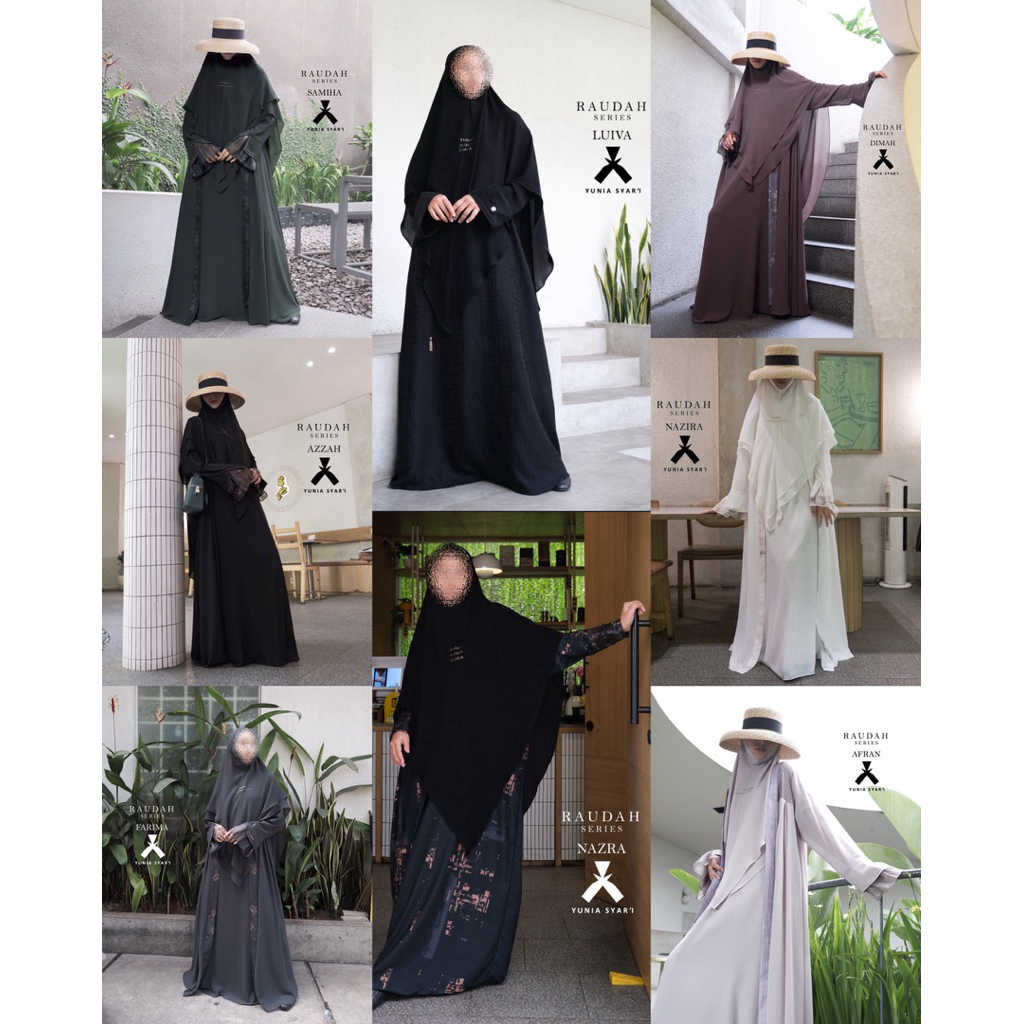 ~ Qyuzamoshion ~ Yunia Syari Raudah Series | Set Bergo | Set Bergo + Outer