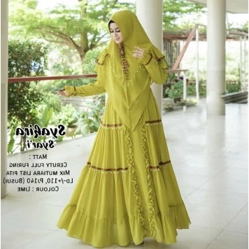 TERBARU SYAKIRA SYARI SET HIJAB JUMBO M L XL XXL 3XL 4XL Baju Gamis Pengajian Ibu ibu Bahan Ceruty B