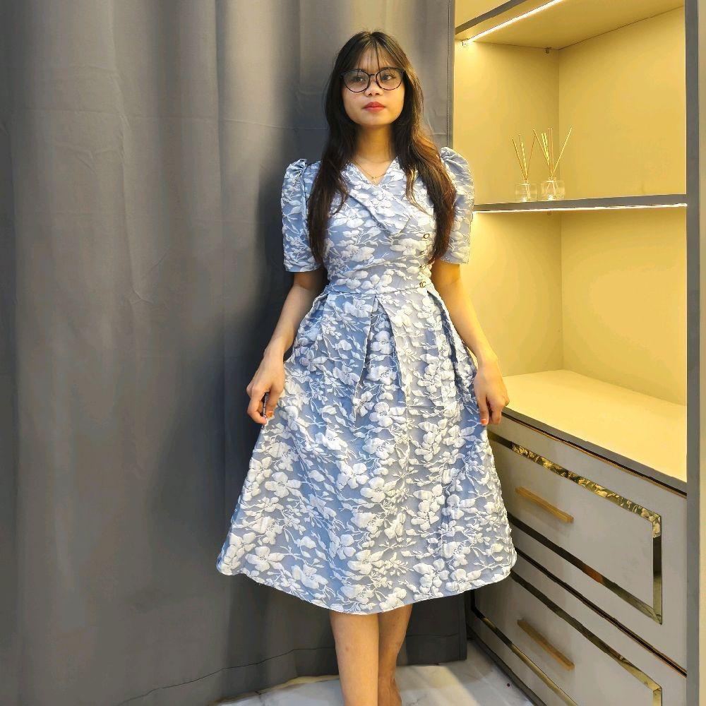 New Dres Wanita Terbaru Dres Natal Model Baru / Dres Wanita Motif Bunga / Dres Pesta Remaja Terbaru