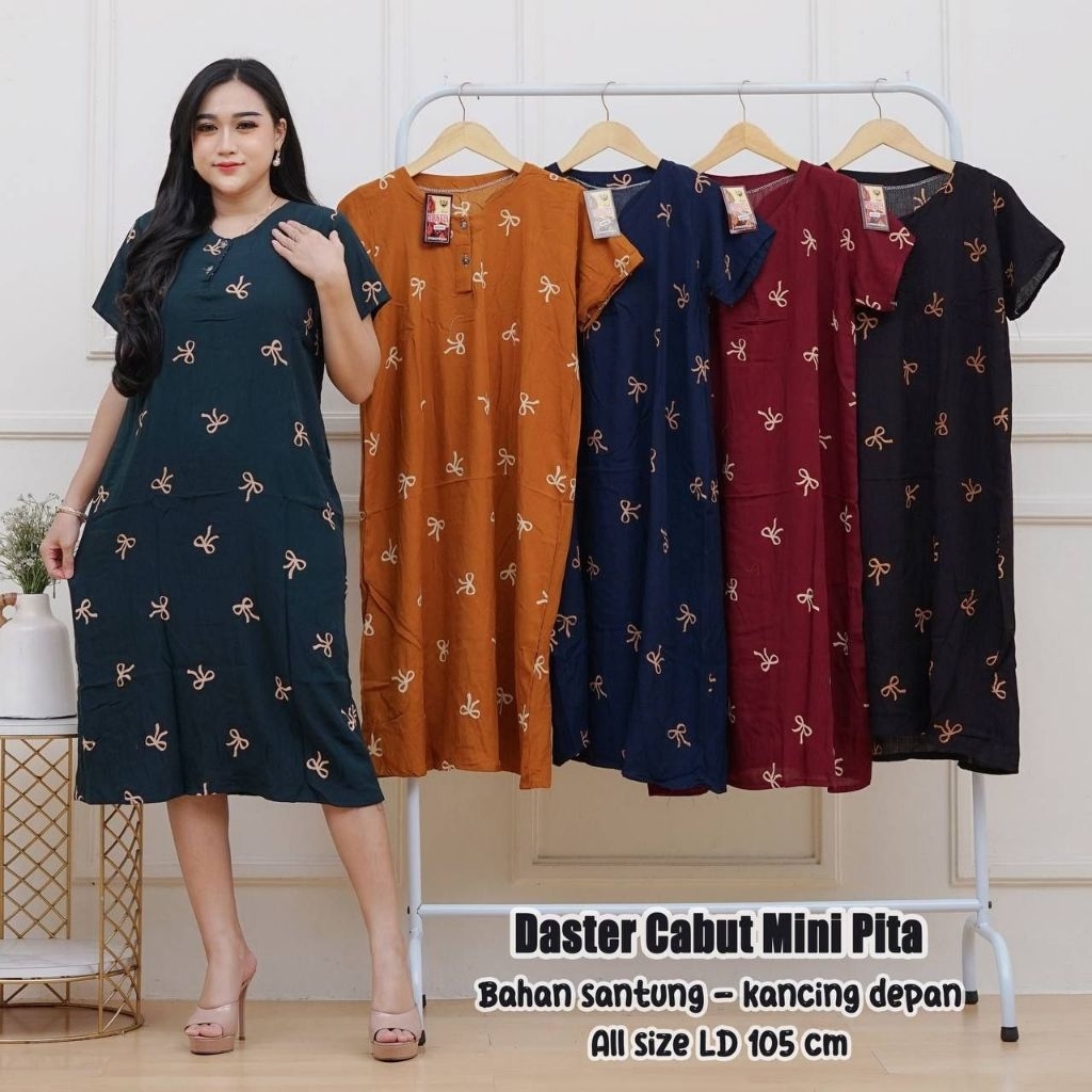 (LD 105) 100RB DAPAT 3PCS daster kancing depan busui rayon adem homedress mini pita homewear