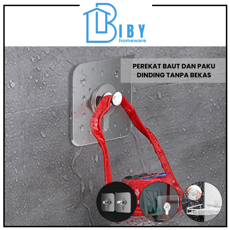 BIBY Perekat Baut Dinding Tanpa Bor dan Paku Tanpa Bekas / Gantungan Baut Tempel Magic Hook Tanpa Bo