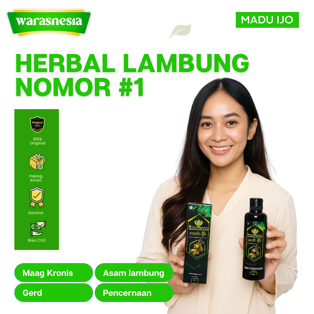 Madu Hijau 350 gram Madu Herbal Untuk Asam Lambung Maag GERD Halal dan BPOM Innature