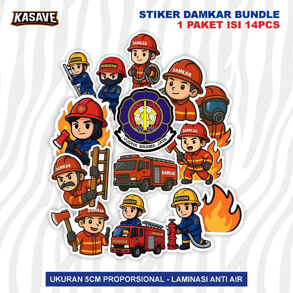 

STIKER DAMKAR BUNDLE 1 PAKET ISI 14PCS / PEMADAM KEBARAN