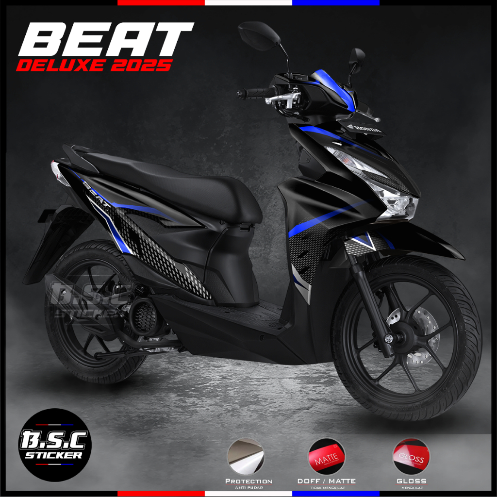 STICKER DECAL STIKER FULL BODY NEW BEAT DELUXE V2 BEAT 2025 MOTIF HALF BLUE (BISA CUSTOM)