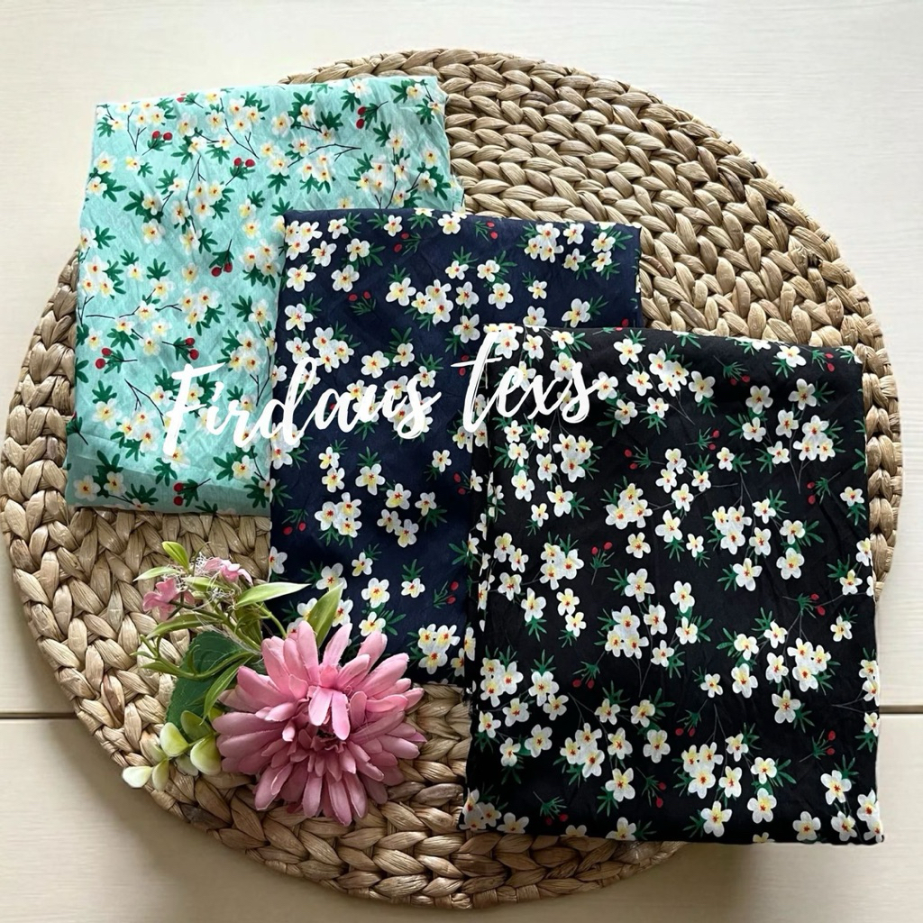 kain katun silky motif bunga -A06 -halus & lembut-tidak transparan