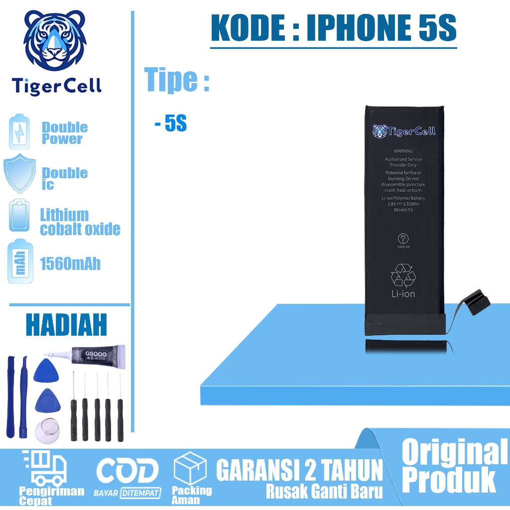 TIGERCELL Baterai Iphone 5S ORIGINAL
