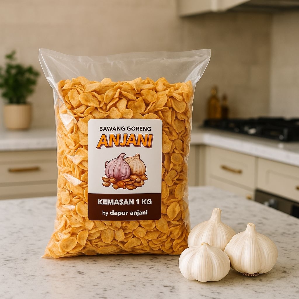 

BAWANG PUTIH GORENG TANPA CAMPURAN TEPUNG KEMASAN 1KG