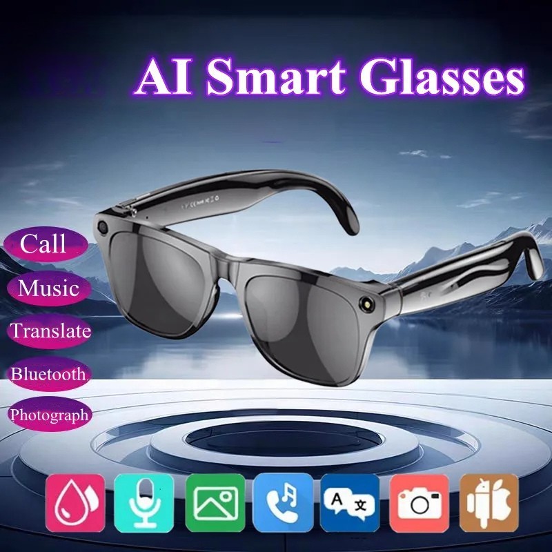 Kacamata Pintar 4K HD Kamera AI GPT Panggilan Bluetooth Baterai 260Mah Asisten Suara Terjemahkan Ide