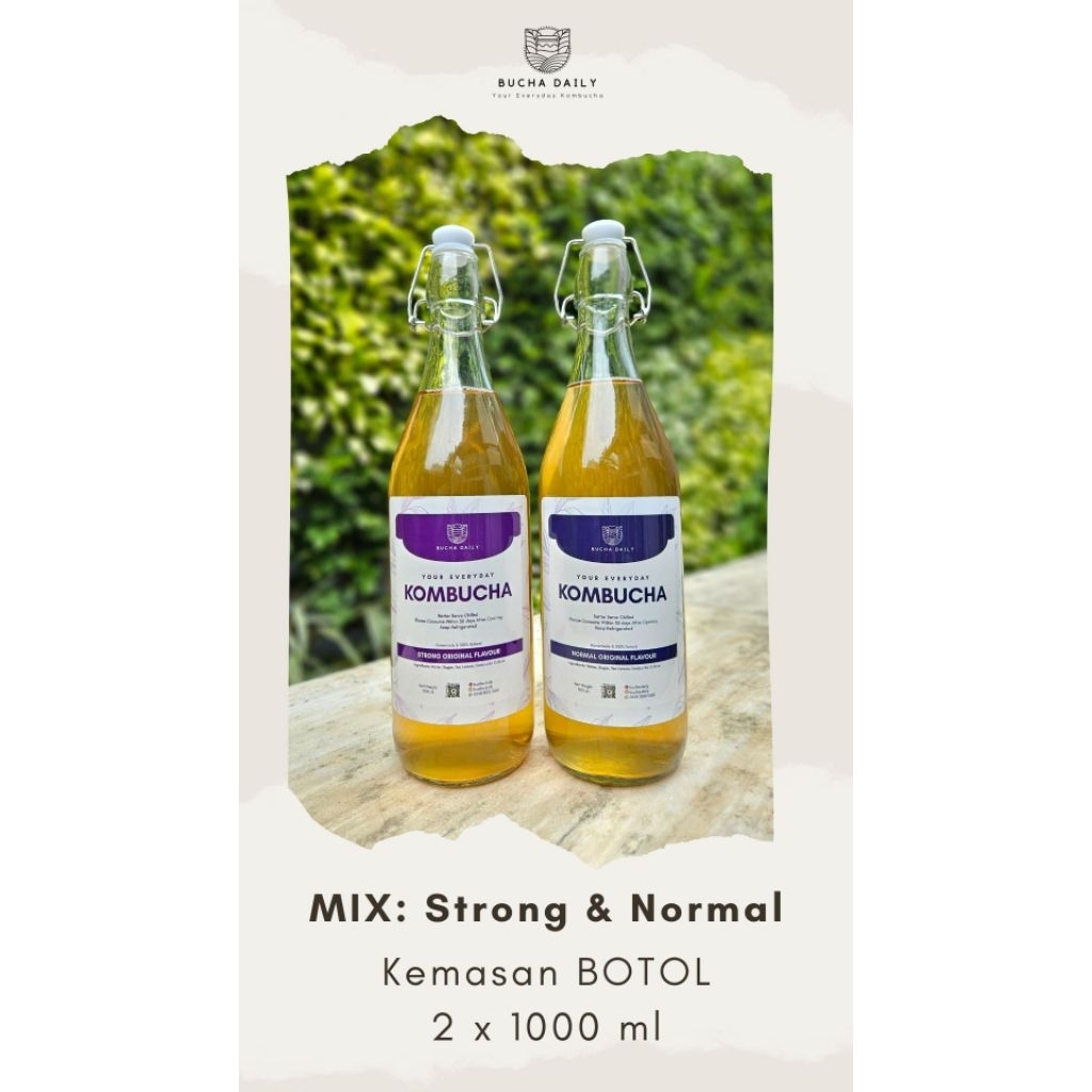 

[2 botol MIX] Kombucha MIX Strong & Normal 2 x 1000 ml