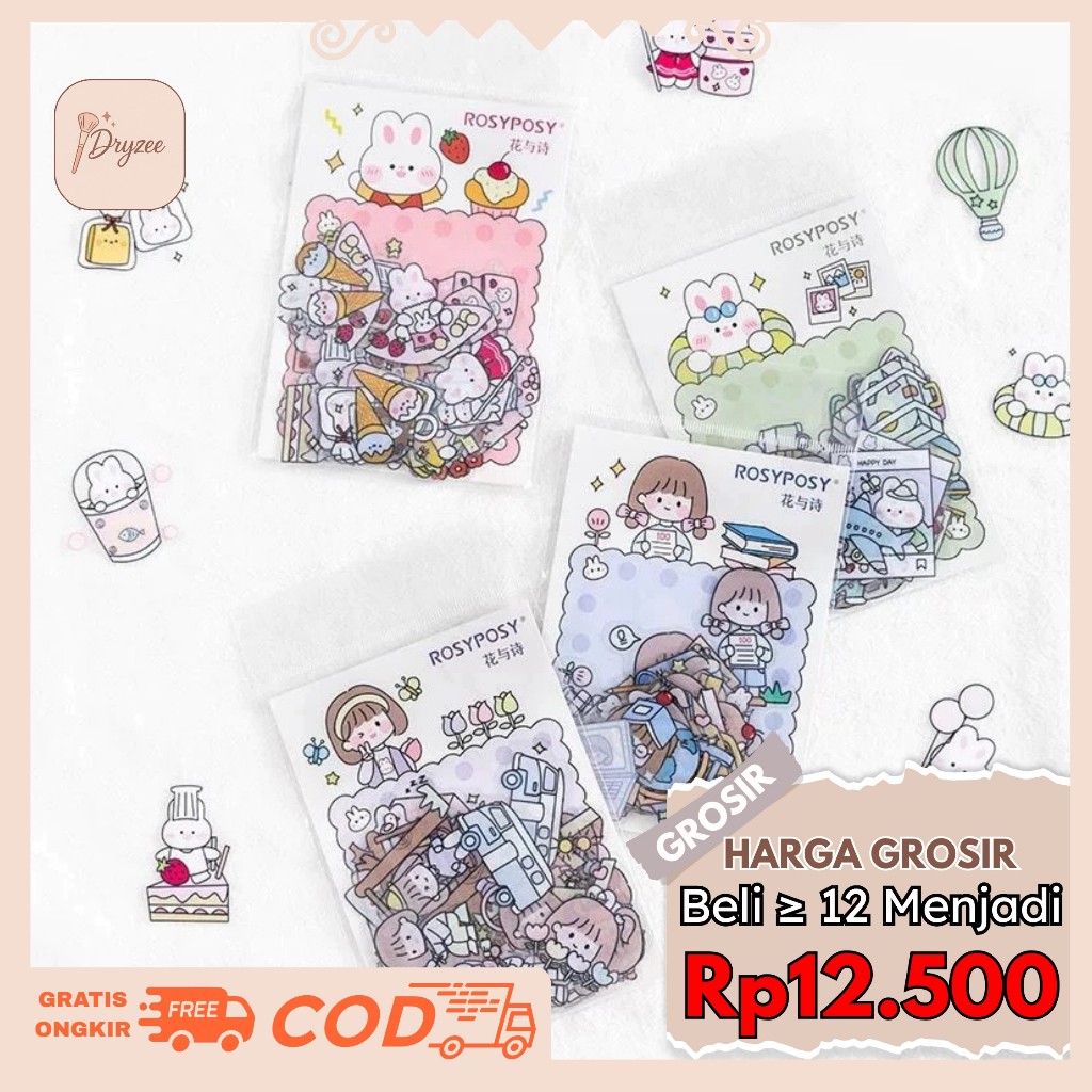 

40pcs Stiker Kartun Rosyposy PVC Japanese Style - RP01