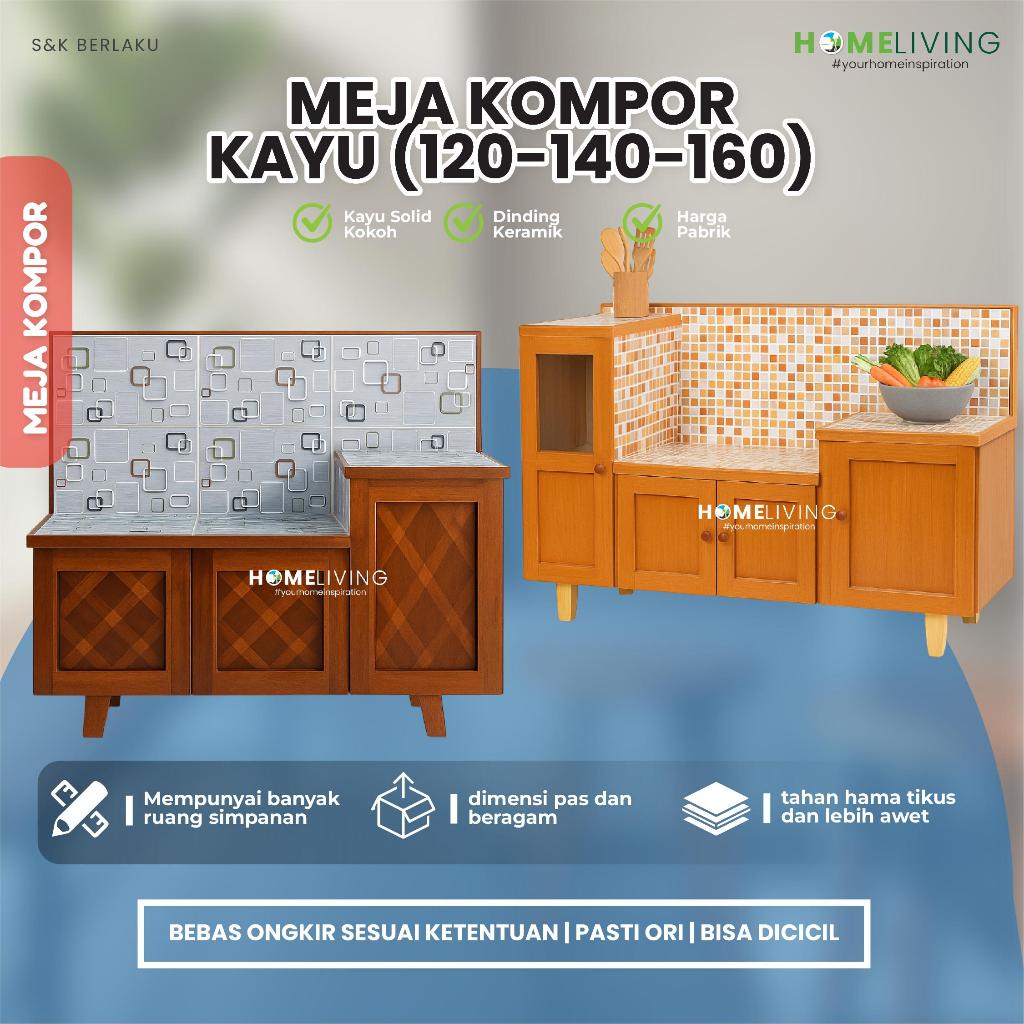 HOMELIVING - MEJA KOMPOR KAYU - MEJA KOMPOR - MEJA DAPUR - RAK DAPUR