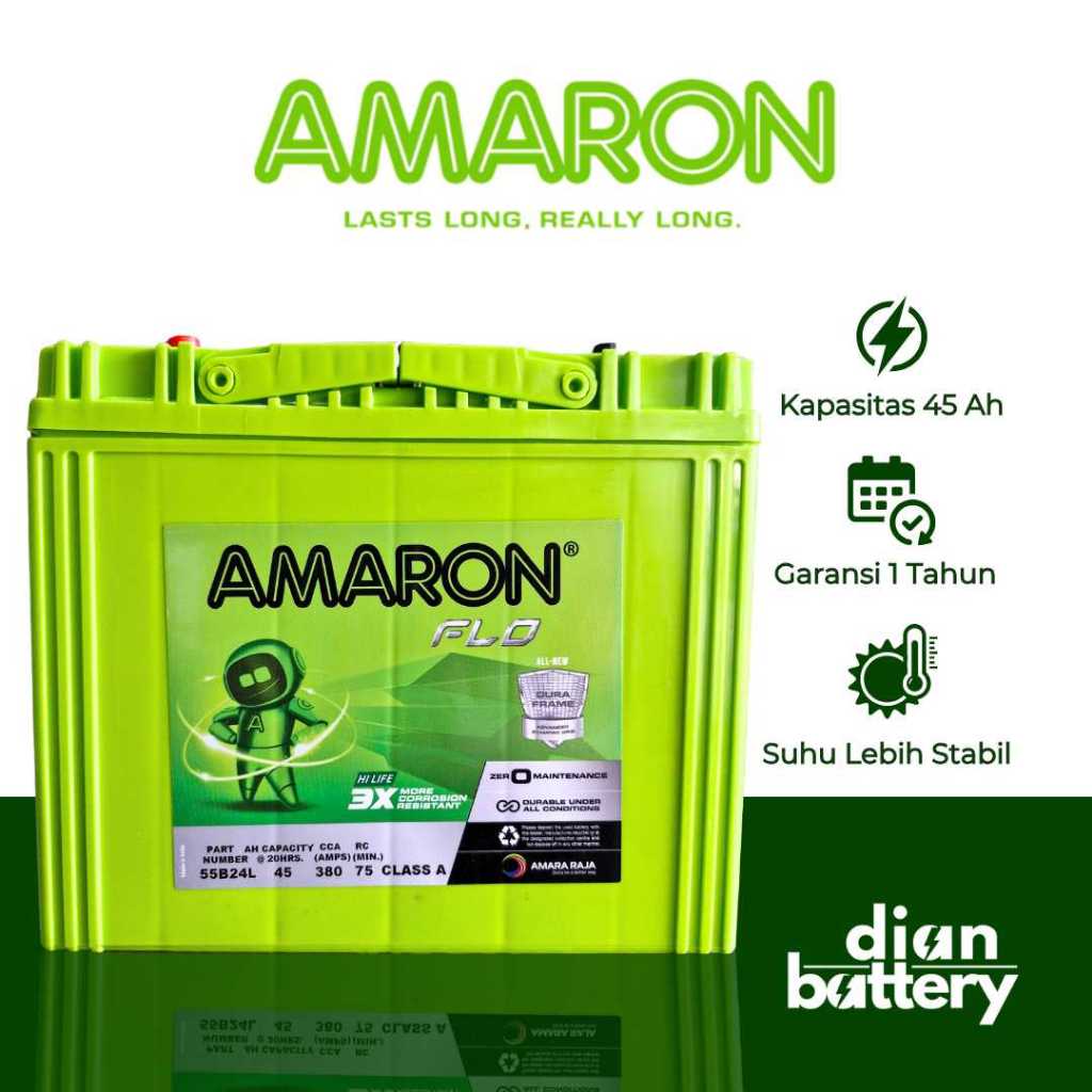 Amaron GO NS60L Aki Mobil 12V 45Ah untuk Honda City, Nissan Grand Livina