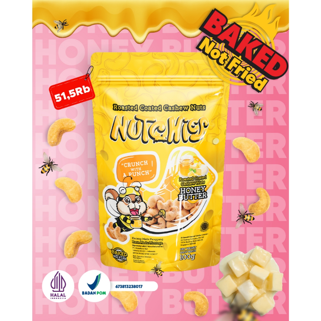 

Nutchies - Honey Butter - Kacang Panggang Roasted Oven Mede Mente Mete Gurih
