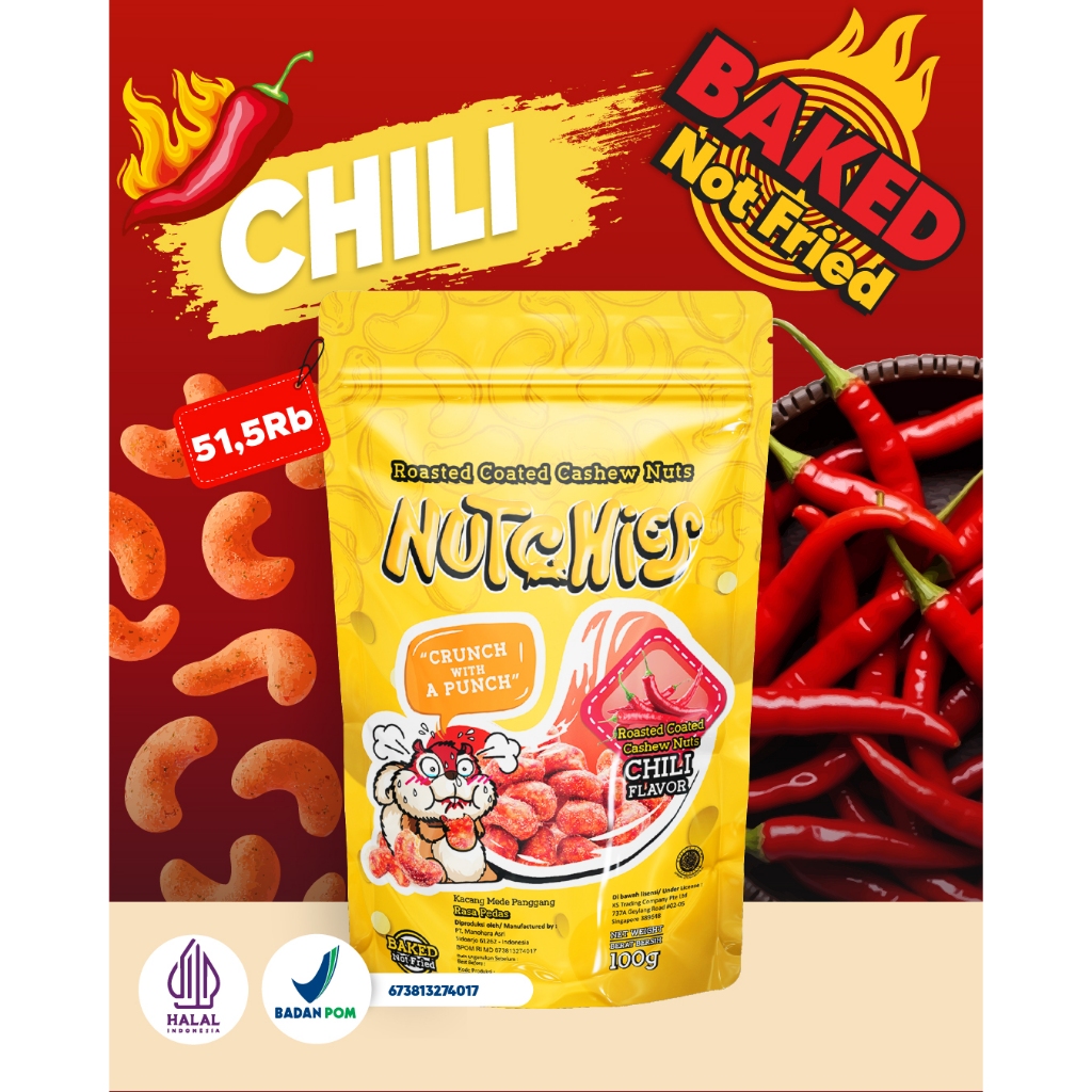 

Nutchies - Chilli - Kacang mede panggang - Mente Oven Premium
