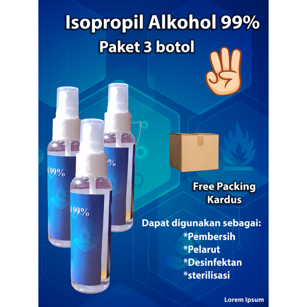 Isopropil Alkohol 99% Murni 3 Botol