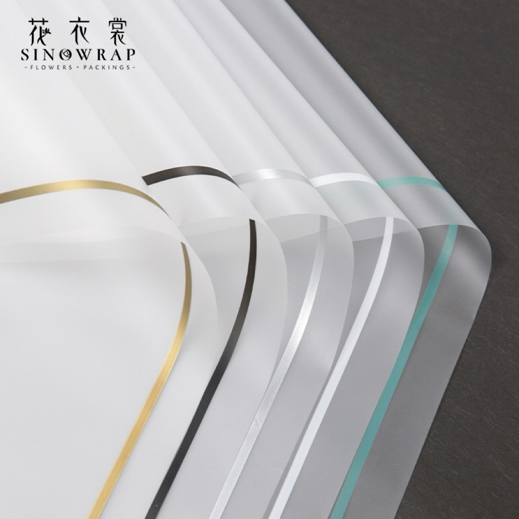 

[1 pack] P-TL / Kertas Buket Bunga / Wrapping Paper Cellophane / Transparent Line Color Cellophane / Kertas Bunga Buket Semi Transparan Pinggiran Lis Warna Lis Transparan/ Flower Paper Craft / Kertas Celopen / Plastik Bunga