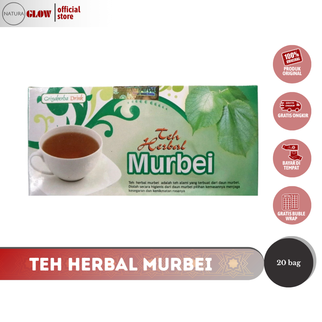 

TEH HERBAL DAUN MURBEI – teh celup Griya Herba | bantu ginjal & saluran kemih | stabilkan tekanan darah | 20 kantong | 100% daun murbei
