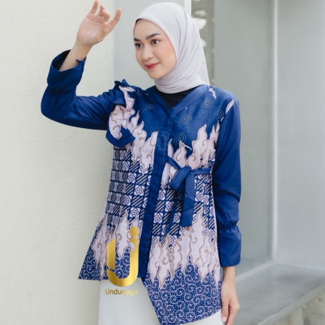 Undurjoyo - Baju Batik Atasan Wanita saroja navy blouse batik kerja