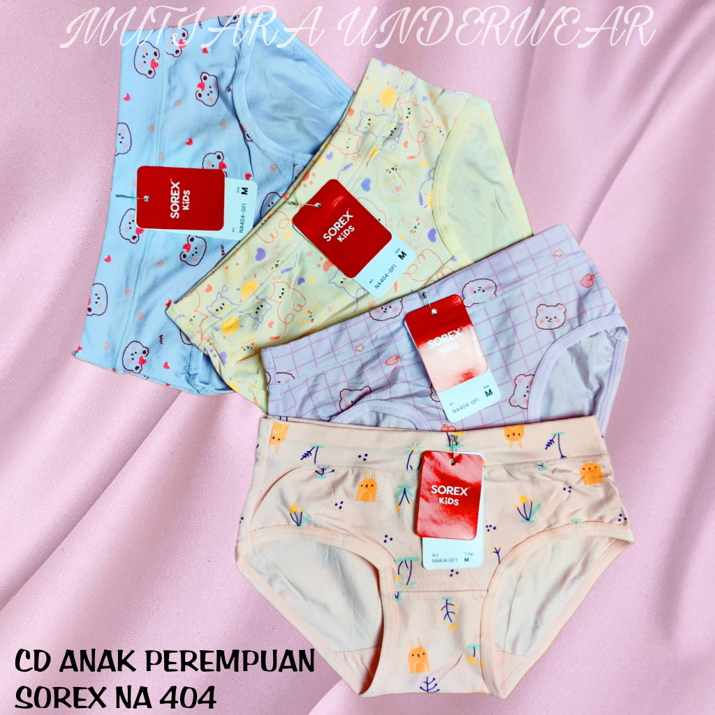 Celana Dalam Anak Perempuan Sorex NA 404-GF1 Pak Isi 3 Pcs Bahan Supersoft Size M-XL 2-11 TH