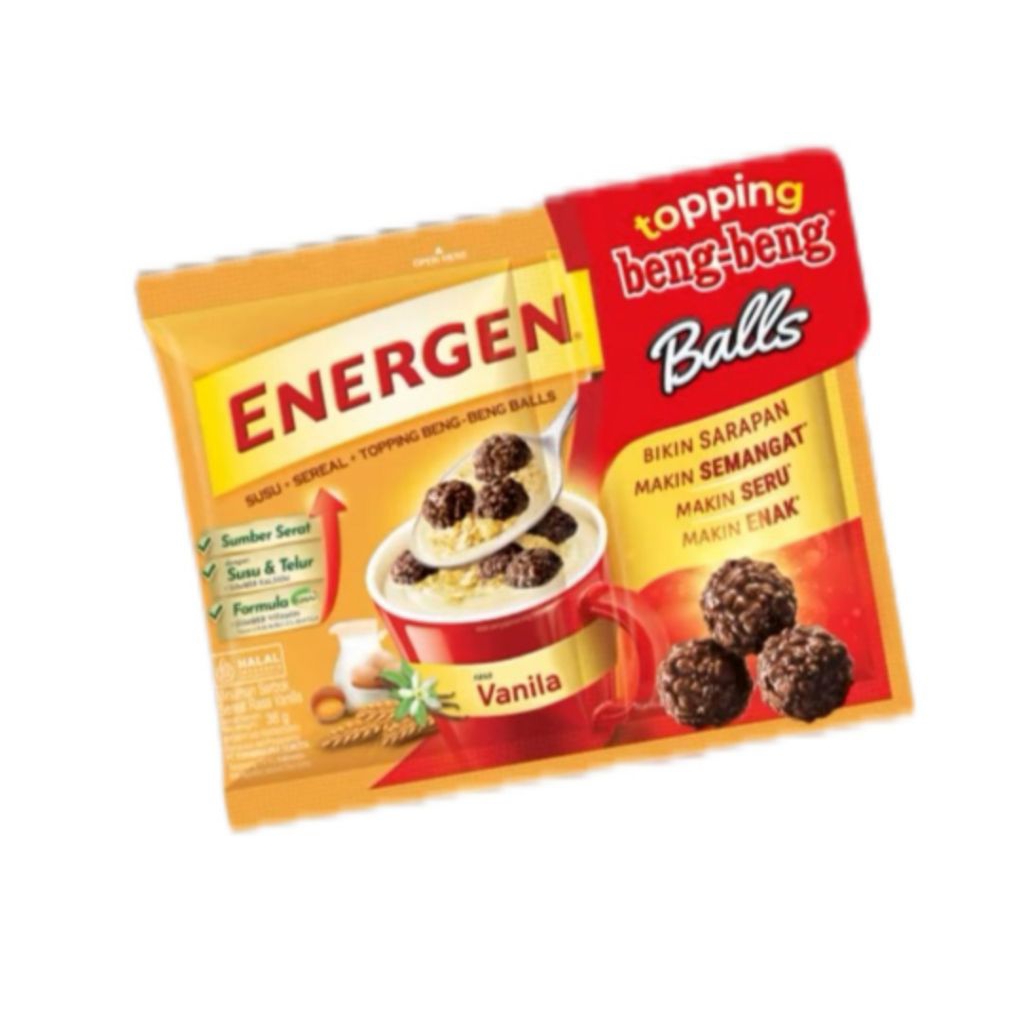 

energen vanila topping beng-beng 1 dus isi 16 renceng