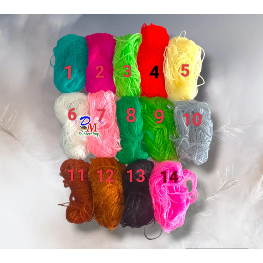 Benang wol gulungan kecil - benang wool sulam - benang rajut warna warni banyak variasi