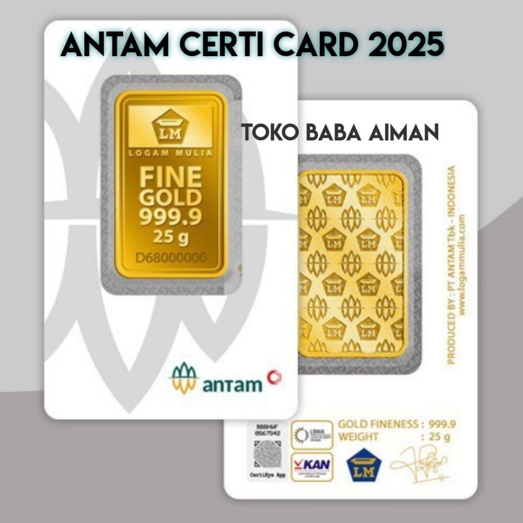 EMAS LOGAM MULIA ANTAM 25 GR 2025 TERBARU CERTICARD ORIGINAL