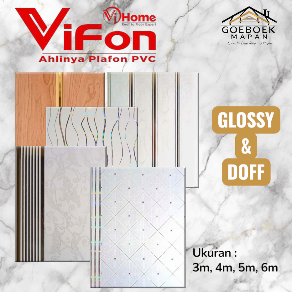 Vifon Ahlinya Plafon PVC 8mm Glossy 3m, 4m, 5m,6m