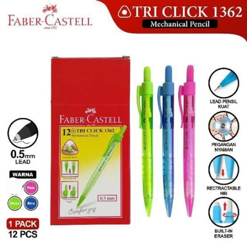 

Pensil mekanik faber castell triclick 1362 Mechanical Pencil pinsil cetek - cetek 0.5 mm 0,5 mm Ori 100% Original Asli Authentic