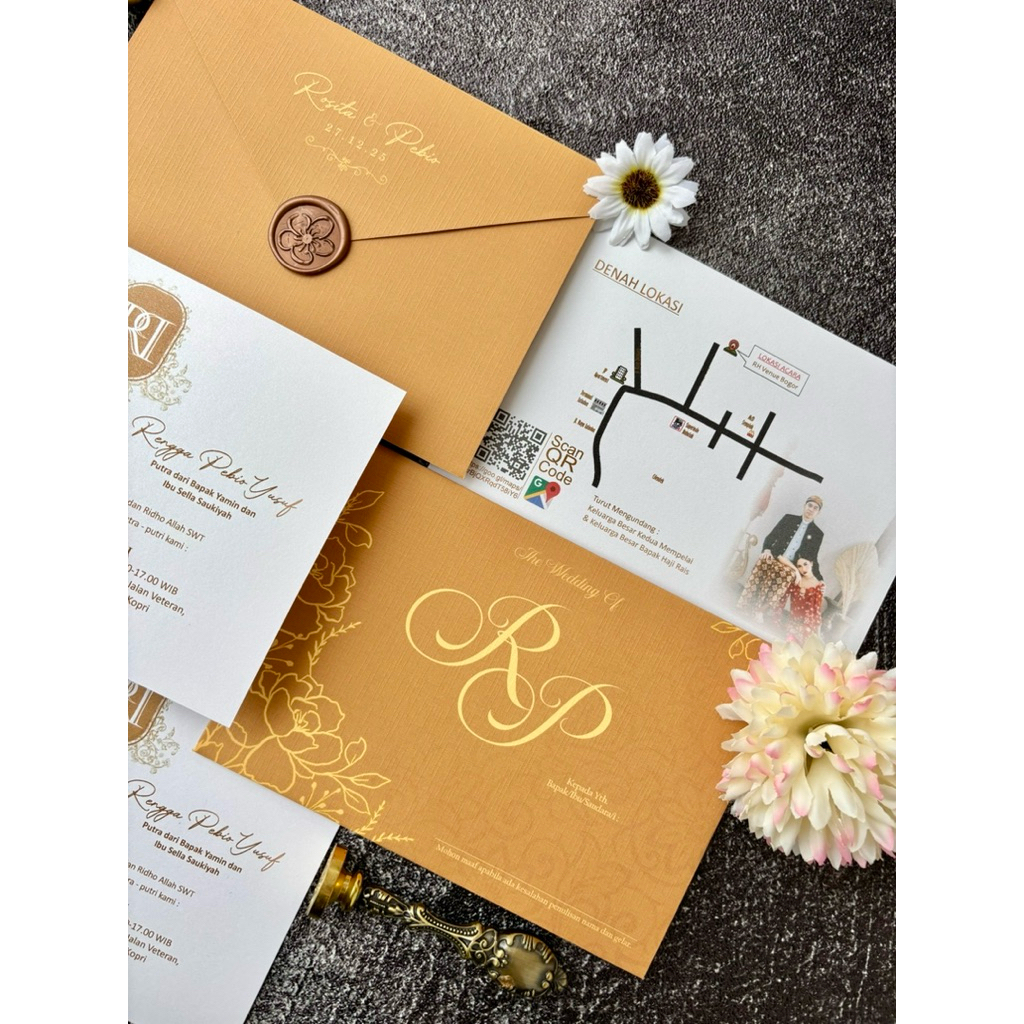 Undangan Pernikahan | Tema Gold | RP | Linen Jepang | DESIGN MEWAH ELEGAN
