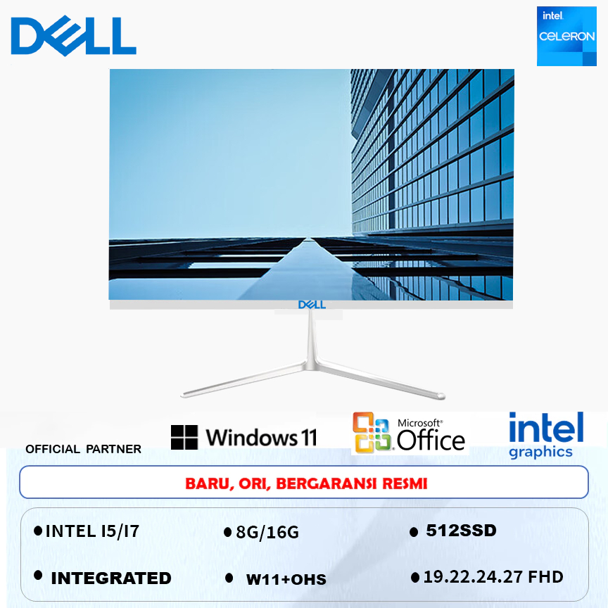 DELL Komputer Full PC All-in-One 19‘ 22’ 24‘ 27“ Baru Terbaru HD Super Tipis Intel Core i3/i5/i7 Unt