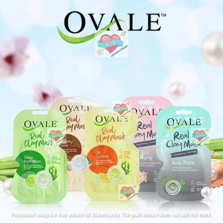 ✨HERITAGE✨ OVALE [PROMO VCR BELANJA] Clay Mask Series - Masker Wajah Bengkoang | Lemon | Cucumber | 