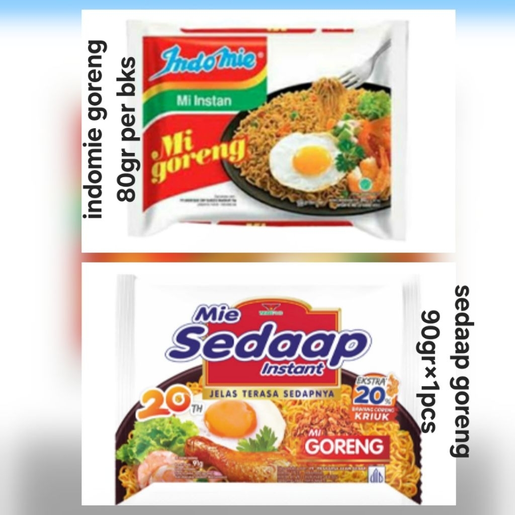 

sedaap / indomie mie instan goreng 90/80gr per bungkus