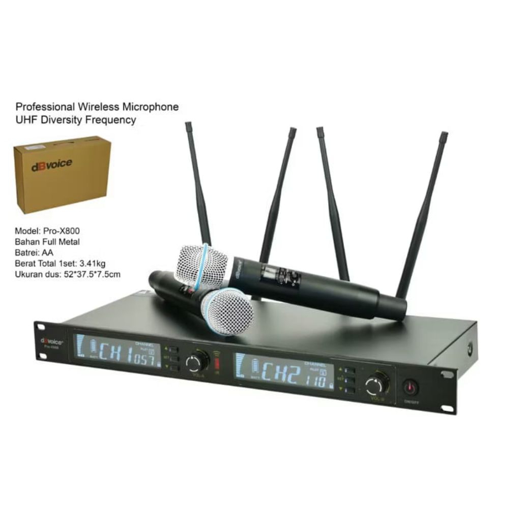 Mic Wireless dbvoice Pro X800 Original Uhf Diversity Frequency