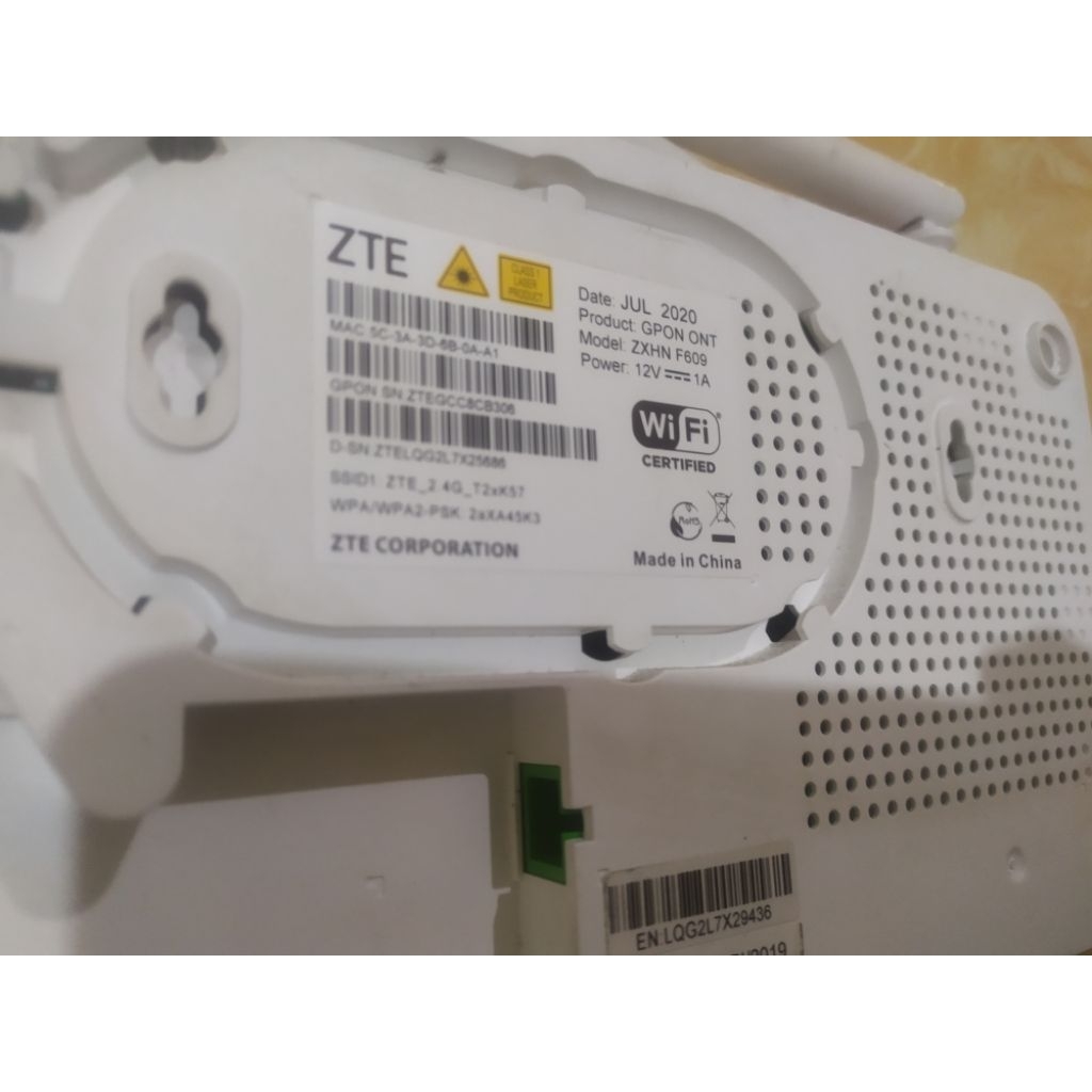 modem router zte f609 port hijau
