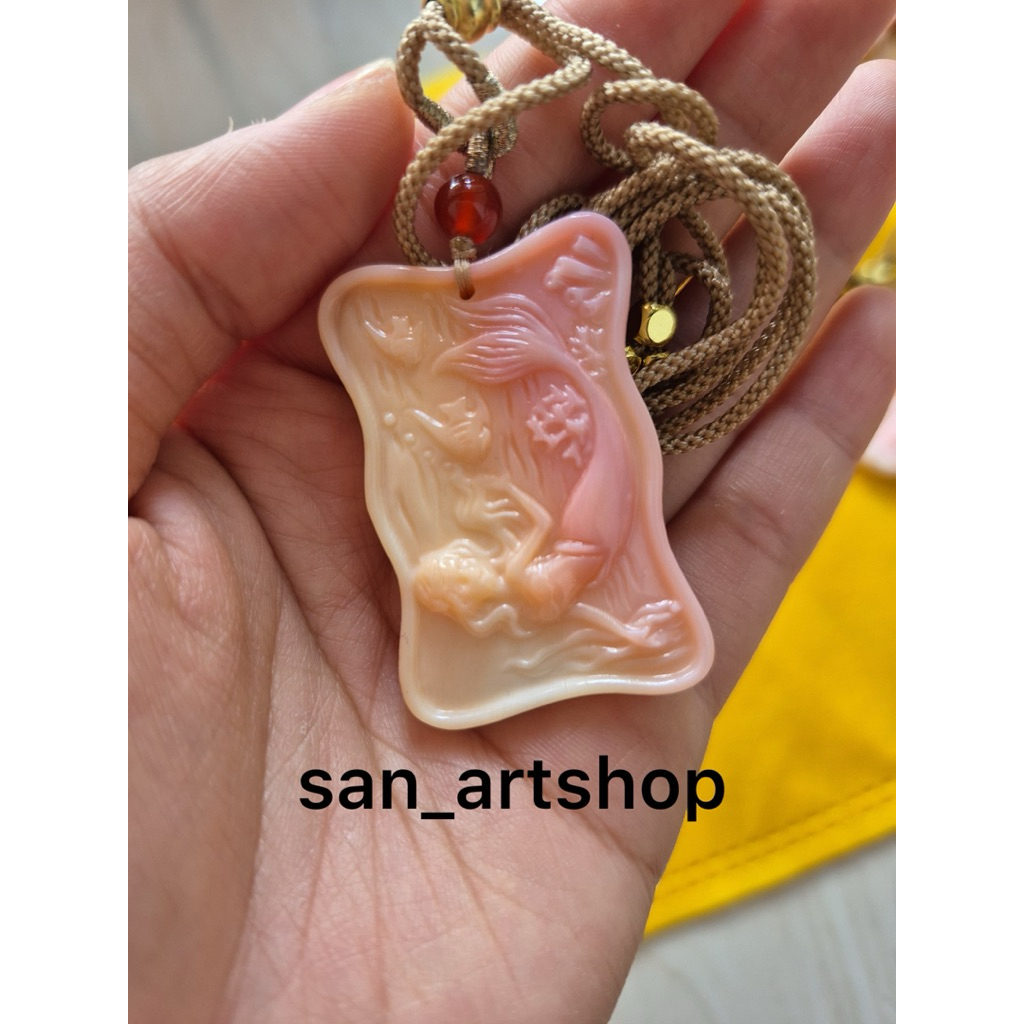 Kalung Liontin Giok - Liontin Pink - Liontin Kerang pink - Bambu - putri duyung - Liontin Buddha - K