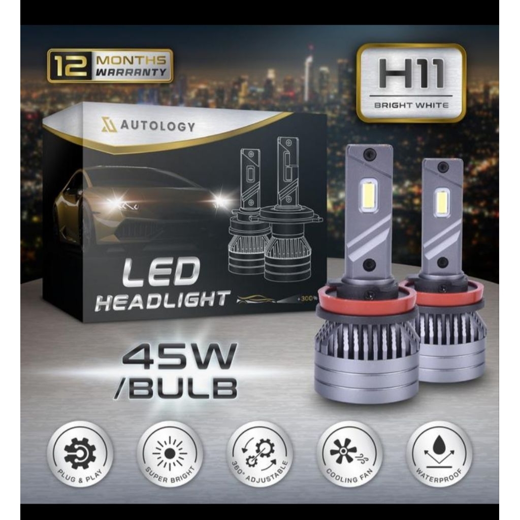 PRELOVED Autology LED H11 45W/ Bohlam lampu utama mobil | Bohlam headlamp foglamp