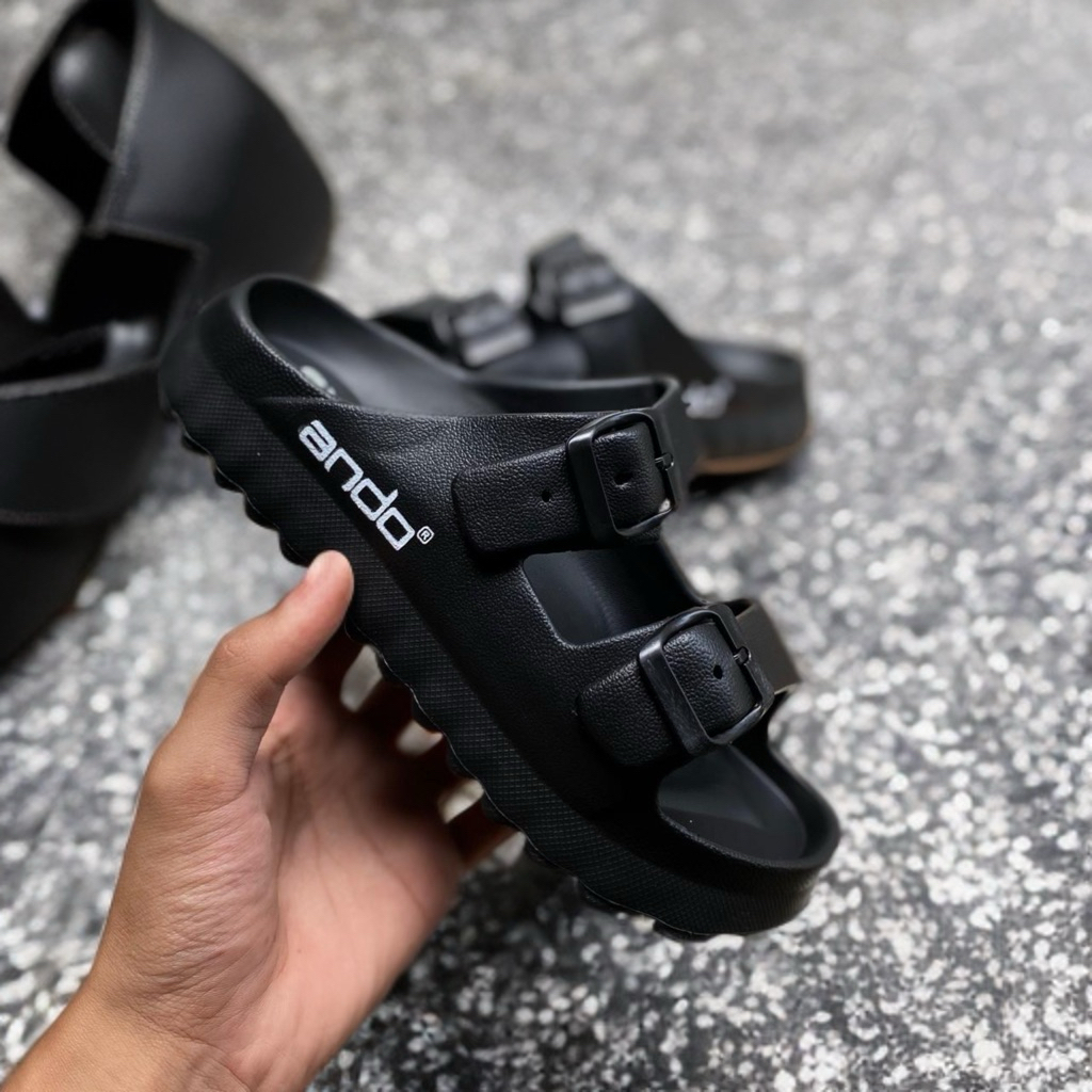 sandal slop ando band2 pria-wanita sandal slide full karet terbaru