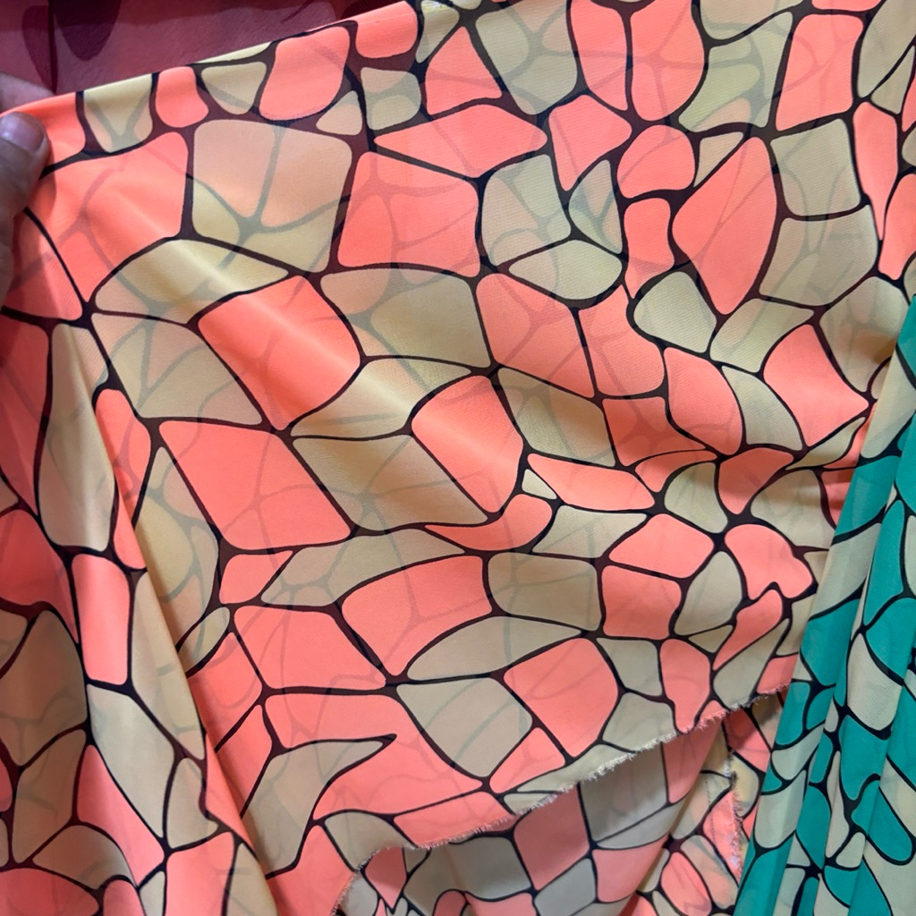 Kain Sifon Ceruty Motif Abstrak – Adem, Jatuh, Cocok Gamis & Dress rzt