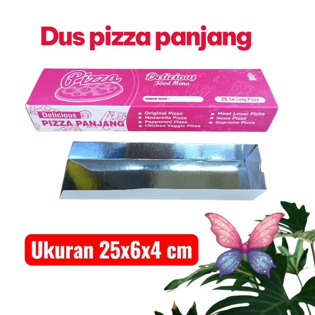 

DUS PIZZA PANJANG ISI 50 PCS,KEMASAN PIZZA LONG UKURAN 25X6X4 CM 1 WARNA