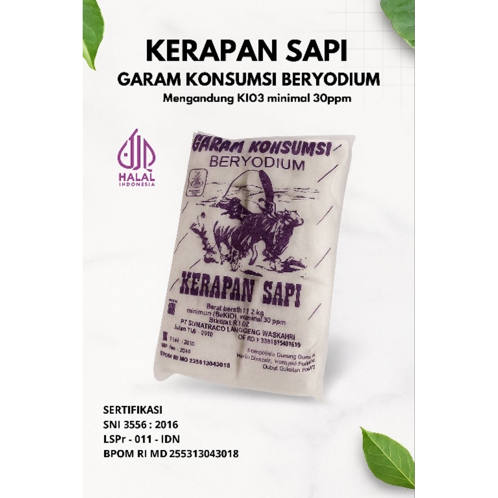 

Garam Bata bumbu masak cap Kerapan Sapi 1,2kg