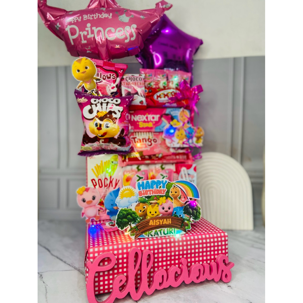 

Parsel Ulang Tahun/Hampers Snack Karakter Snack Tower Boleh Request Tema