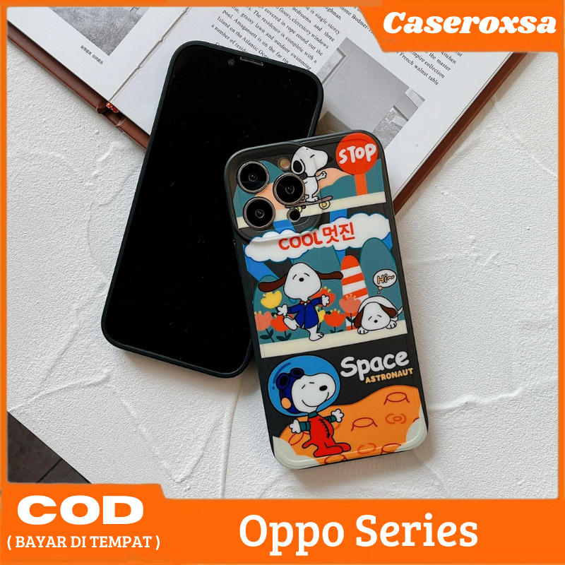 Case Snoopy Space Oppo A16 A16S A54 4G Casing Liquid Softcase TPU Dove With pelindung kamera