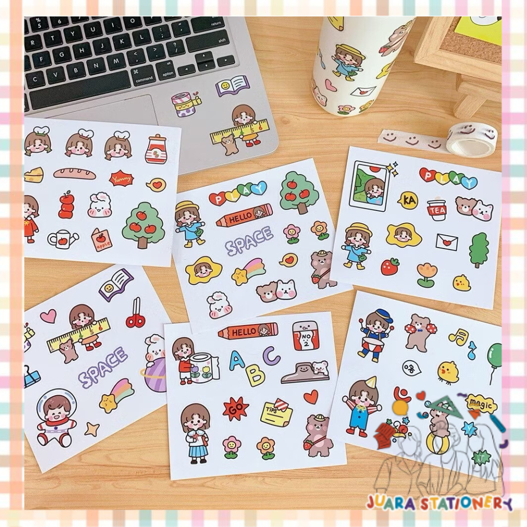 

(3104) Sticker Transparan Anti Air Girl PET / Premium Sticker Journaling Sticker Scrapbook